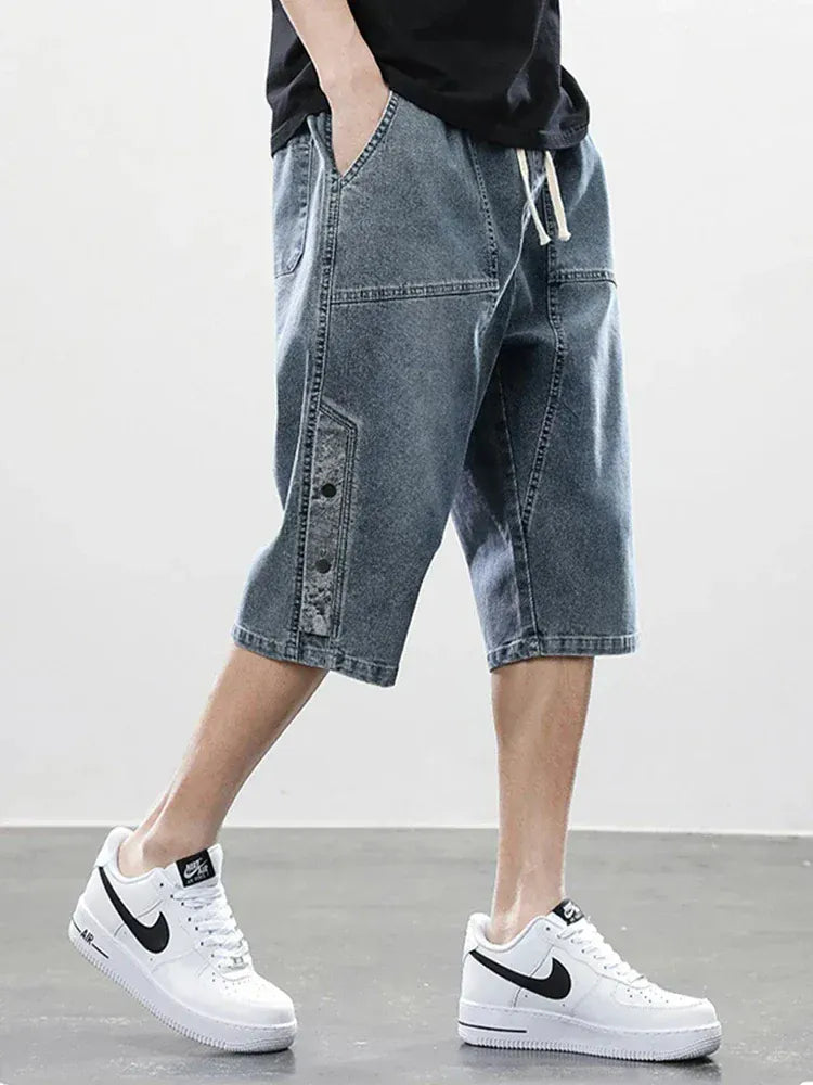 Logan Drop-Cut Denim Shorts