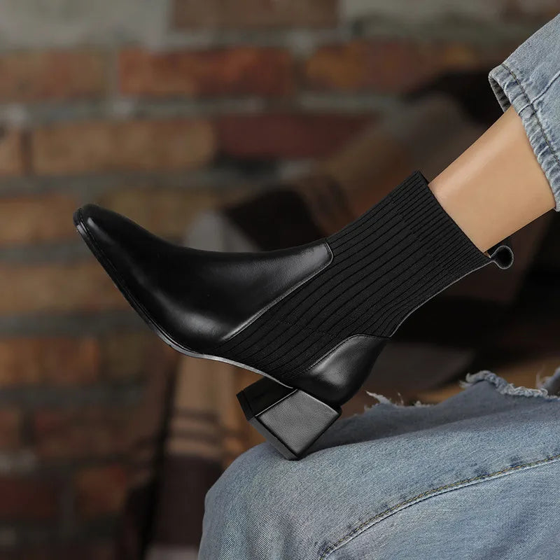 AVERAINE KNIT ANKLE BOOTS