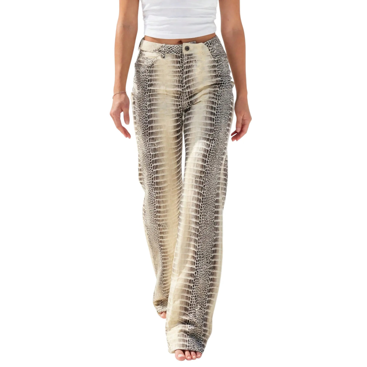 VALESKA CROC-EFFECT TROUSERS