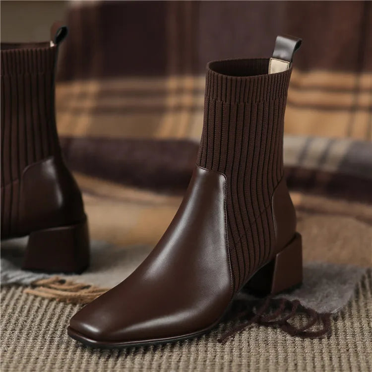 AVERAINE KNIT ANKLE BOOTS