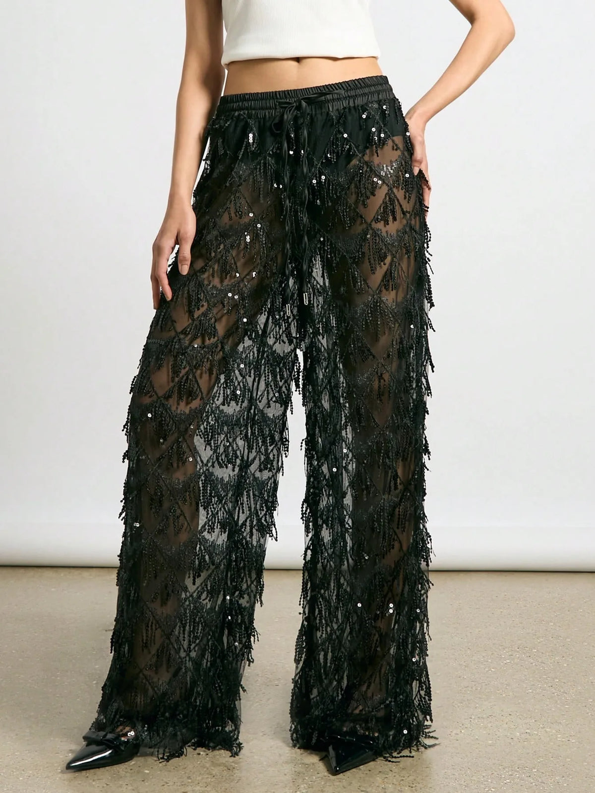 AUREA SEQUIN FRINGE TROUSERS