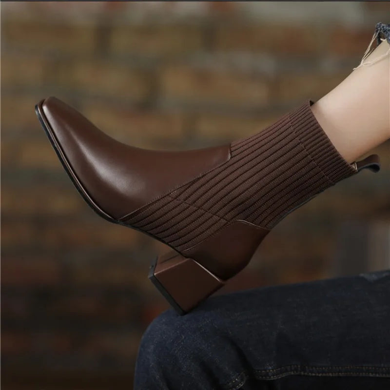 AVERAINE KNIT ANKLE BOOTS