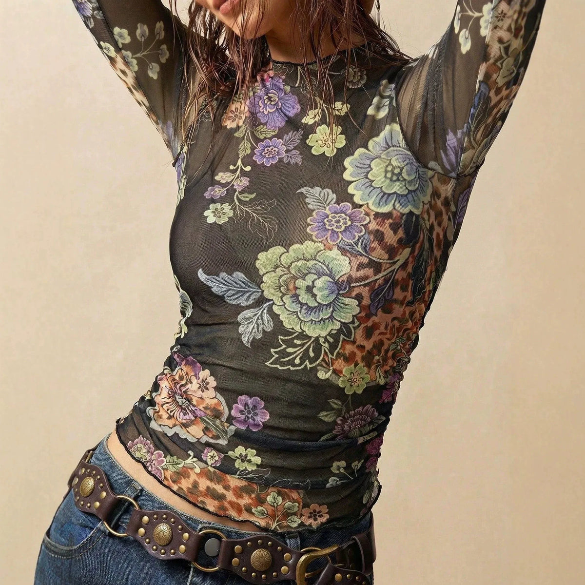 ANOUK FLORAL MESH TOP