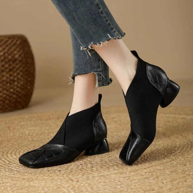 AVELISSE KNIT ANKLE BOOTS