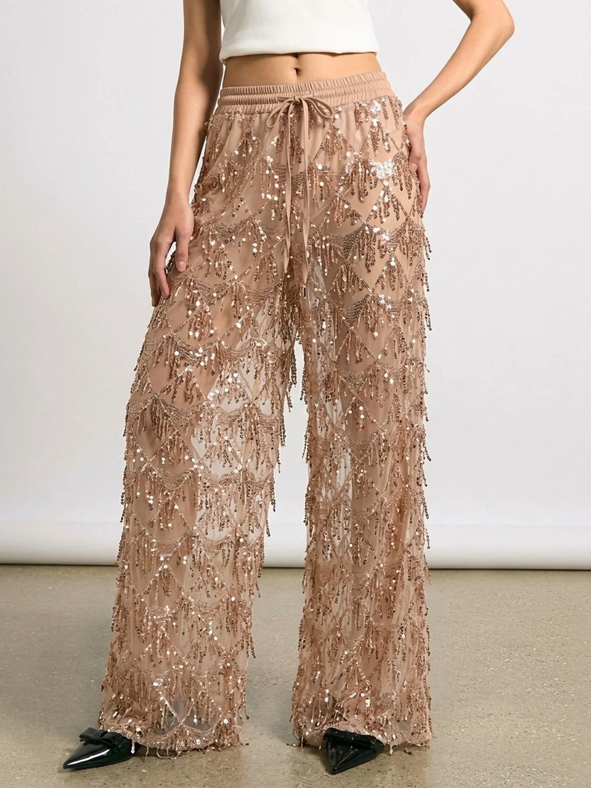 AUREA SEQUIN FRINGE TROUSERS