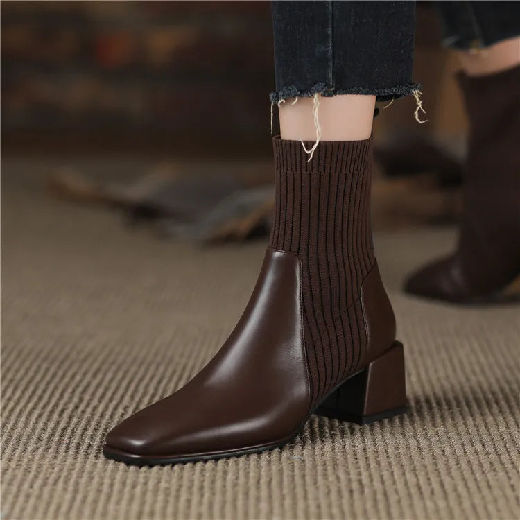AVERAINE KNIT ANKLE BOOTS