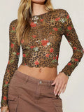 FIORELLA LEOPARD MESH TOP