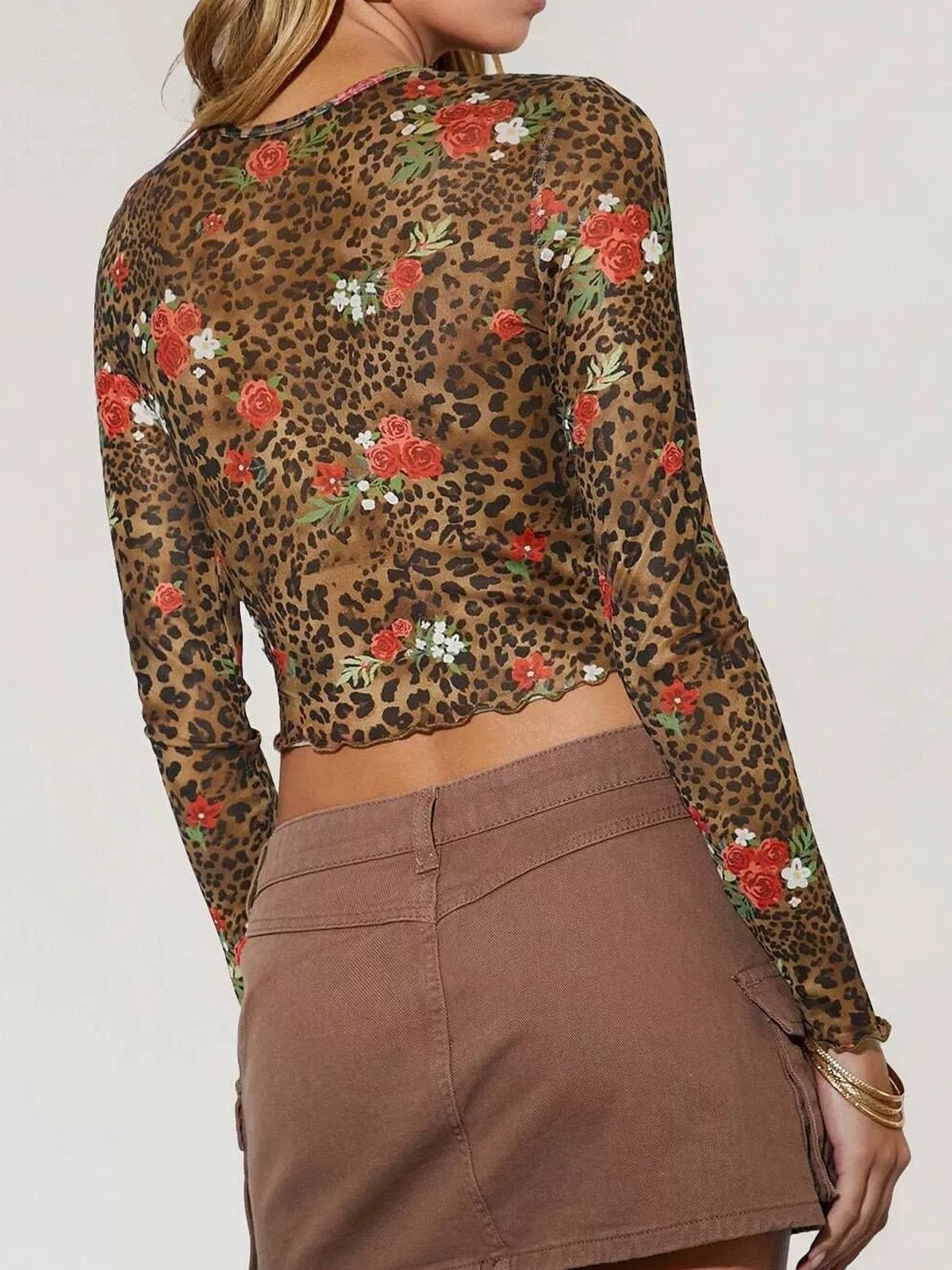 FIORELLA LEOPARD MESH TOP