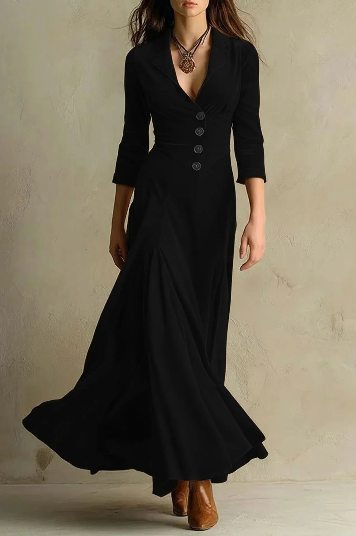 Alanna | Women's Tailored Long Sleeve Maxi Dress