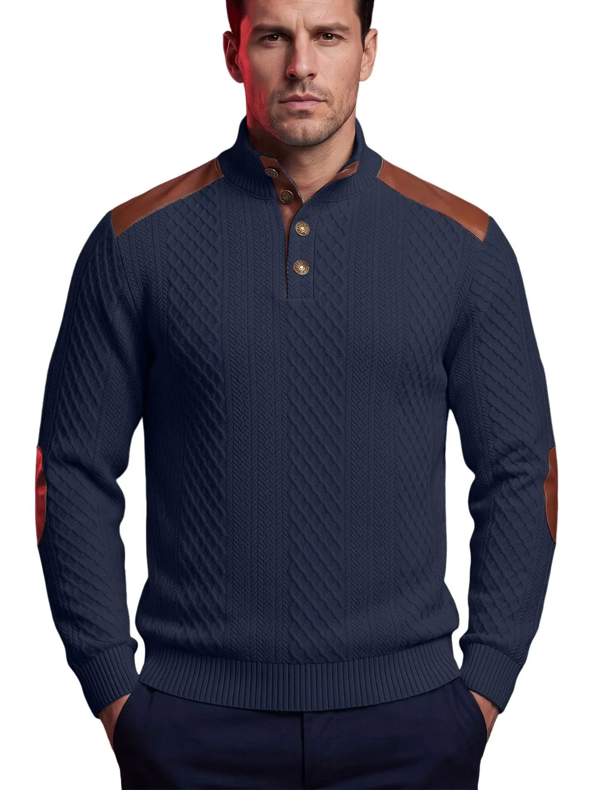 Arlo | Men's Cable-Knit Patch Sweater