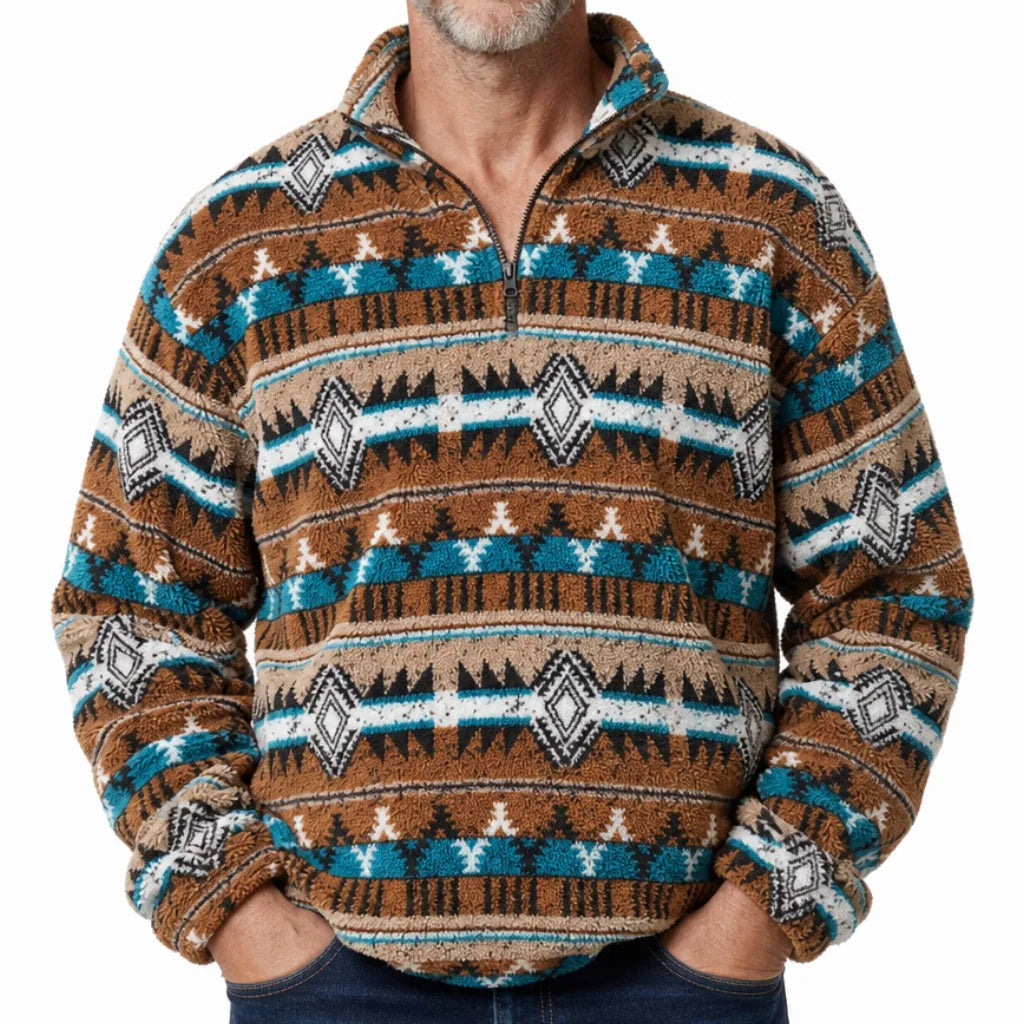 Cash | Men's Western Knit Quarter-Zip Sweater