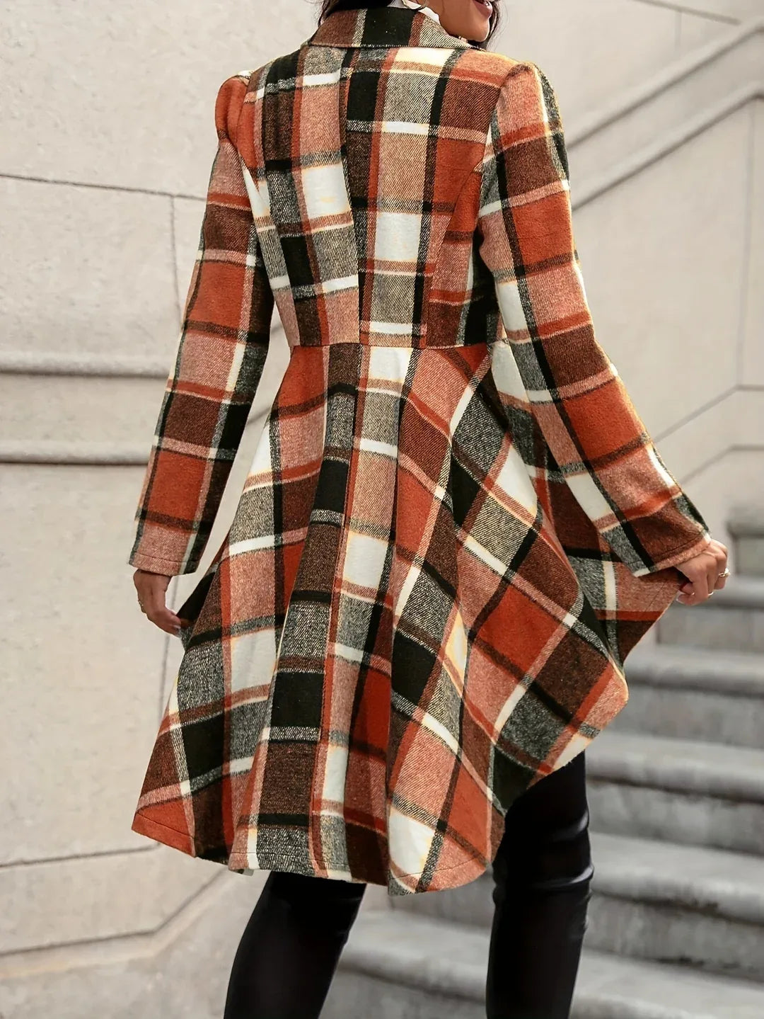 Ruby | Women's Draped Longline Plaid Jacket